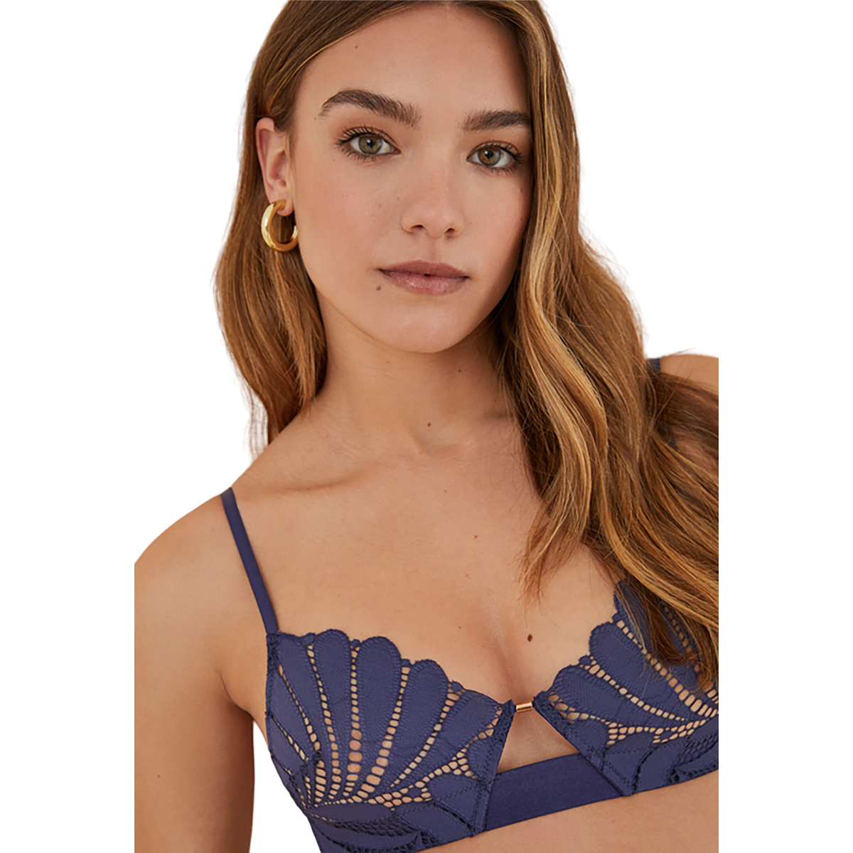 Women Secret - NATURAL embroidered lace triangle bra - Sold by FIG