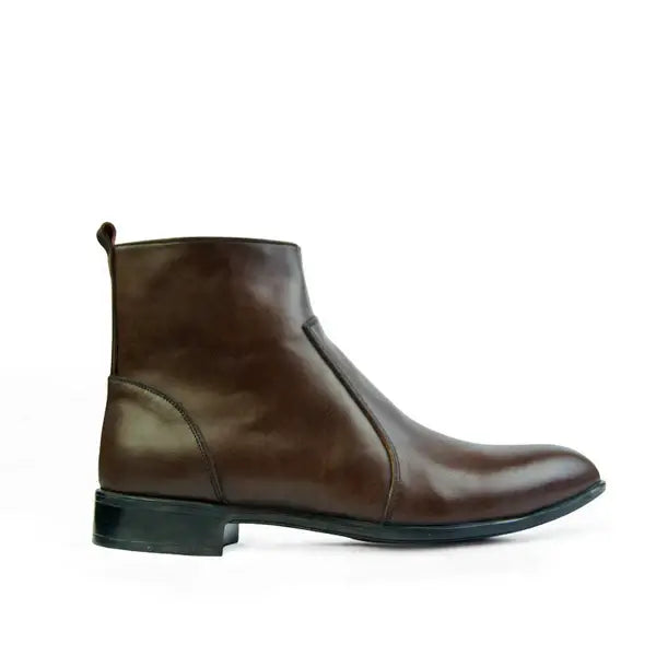 Leazus - Leather Zipper Boot - Zipup Brown