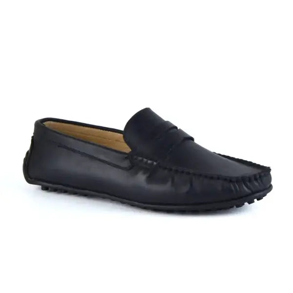 Leazus - LEATHER MOCCASIN SHOES - M500 BLACK
