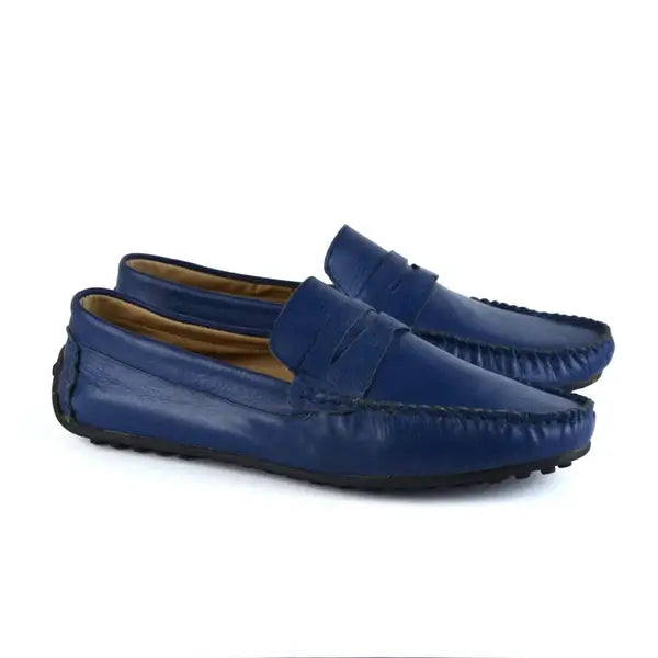 Leazus - LEATHER MOCCASIN SHOES - M500 BLUE