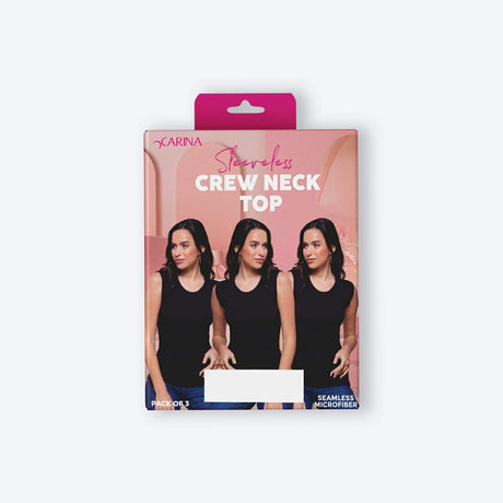 Carina - Crew Neck Seamless Microfiber Sleeveless Top (Pack of 3)