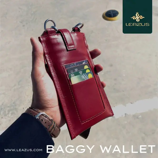 Leazus - Burgundy - LEATHER BAGGY WALLET