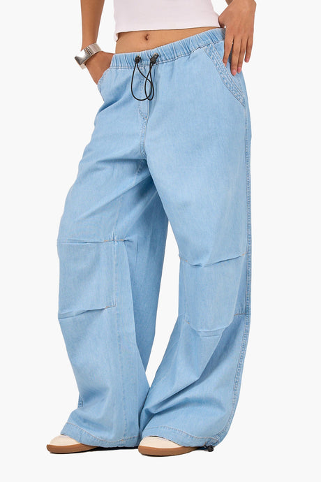 Clue - Relaxed Fit Drawstring Denim Pants