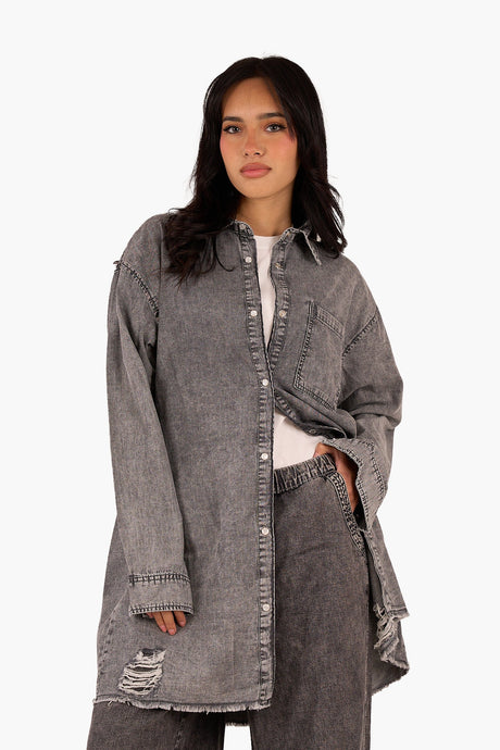 Clue - Oversized Denim Shirt