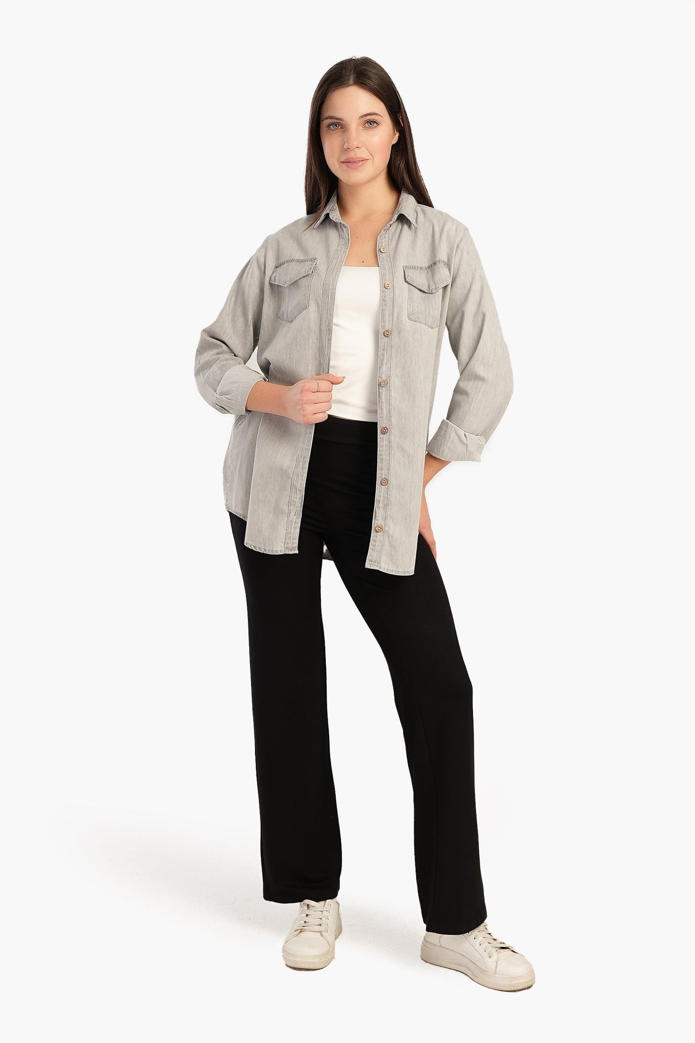 Carina - Denim Shirt with Flap Pockets