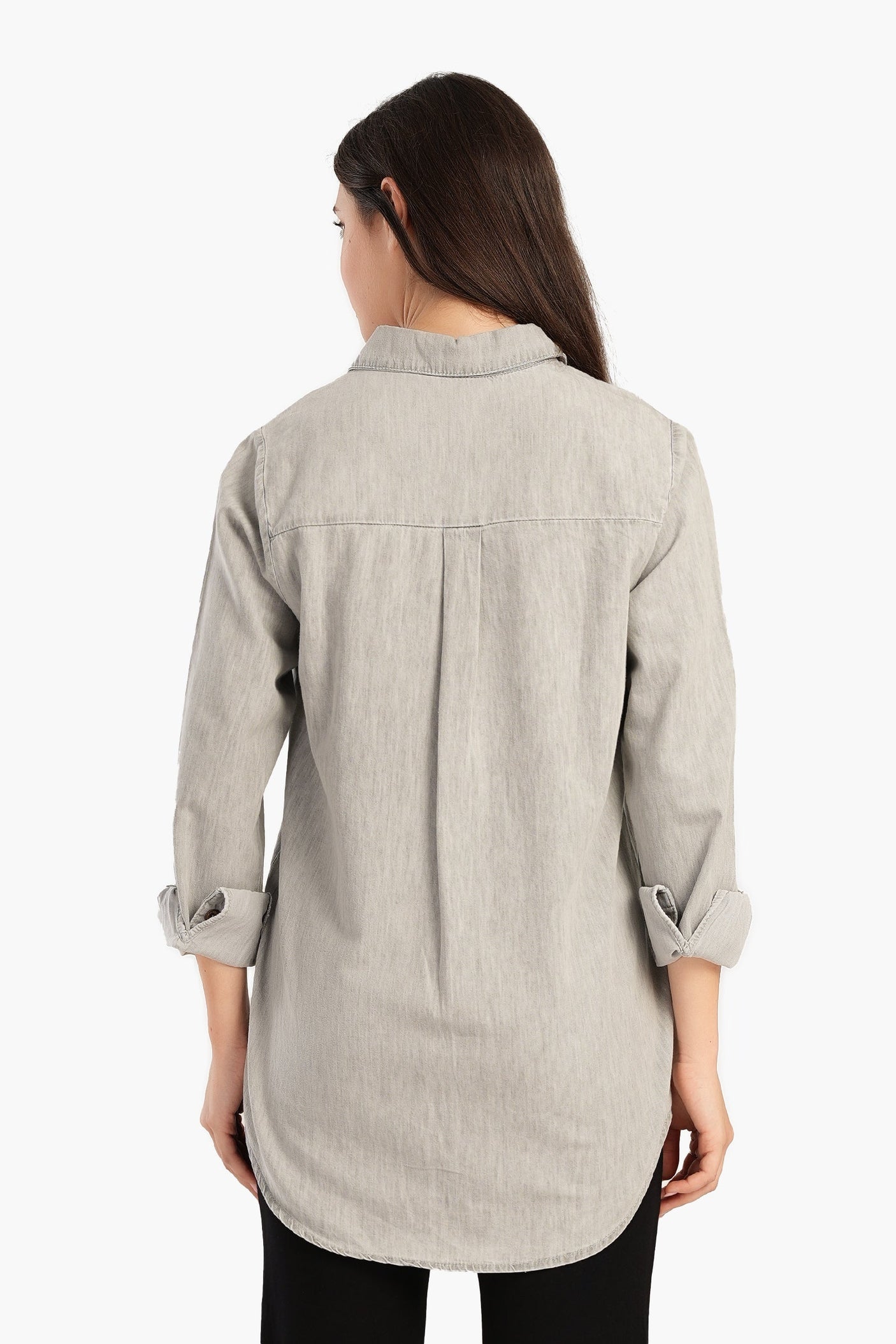 Carina - Denim Shirt with Flap Pockets