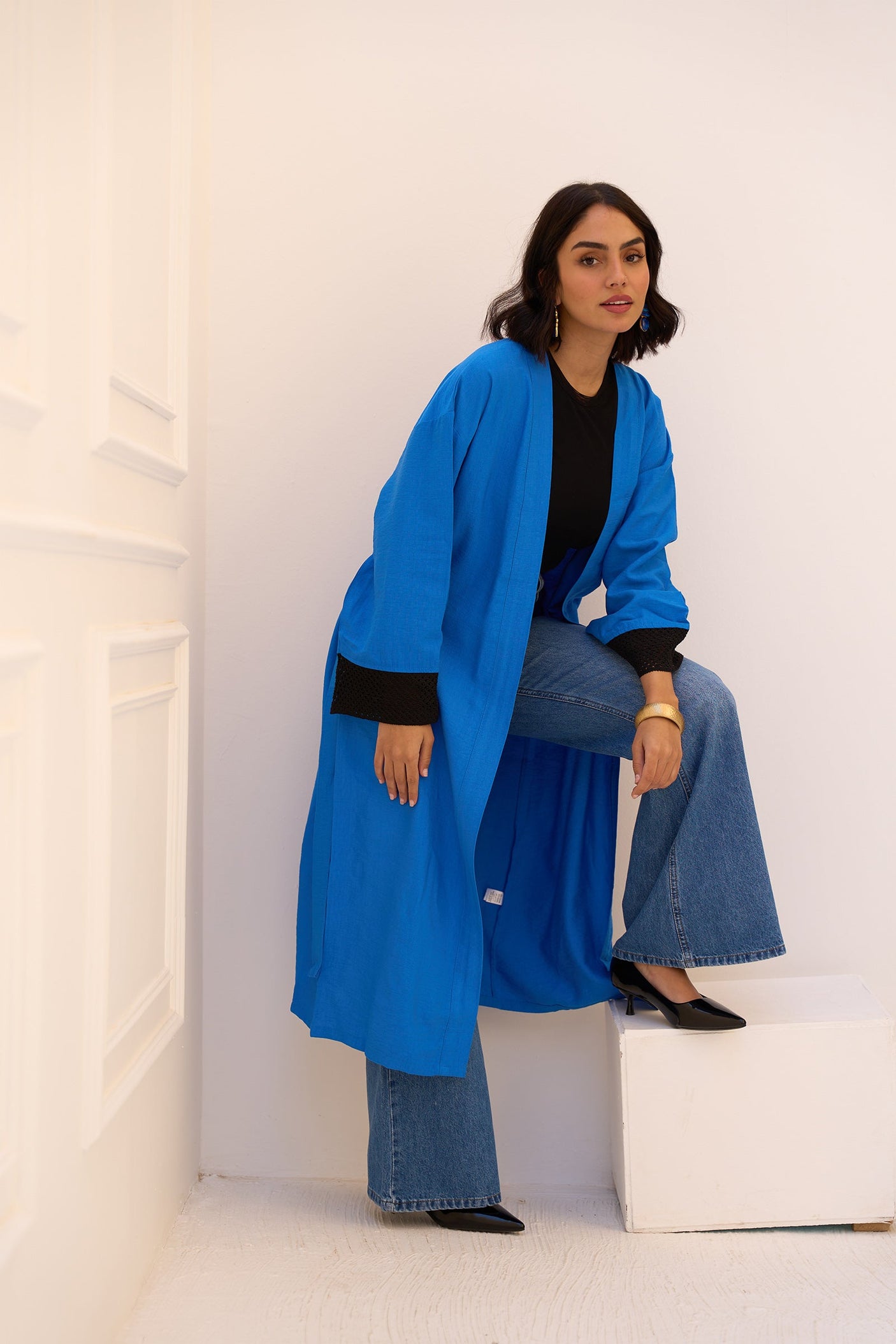 Carina - Kimono with Crochet Fishnet Cuffs