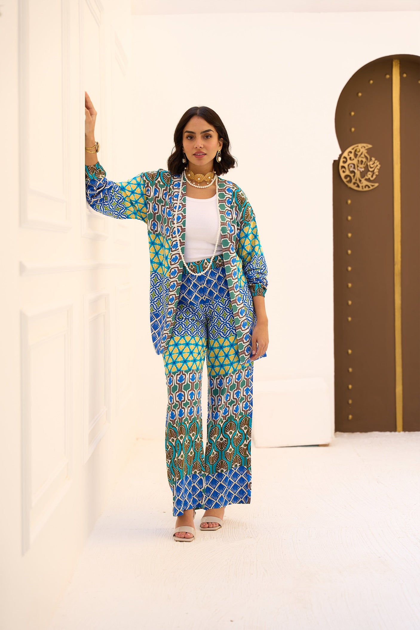 كارينا - بنطال مطبوع متعدد النقوش