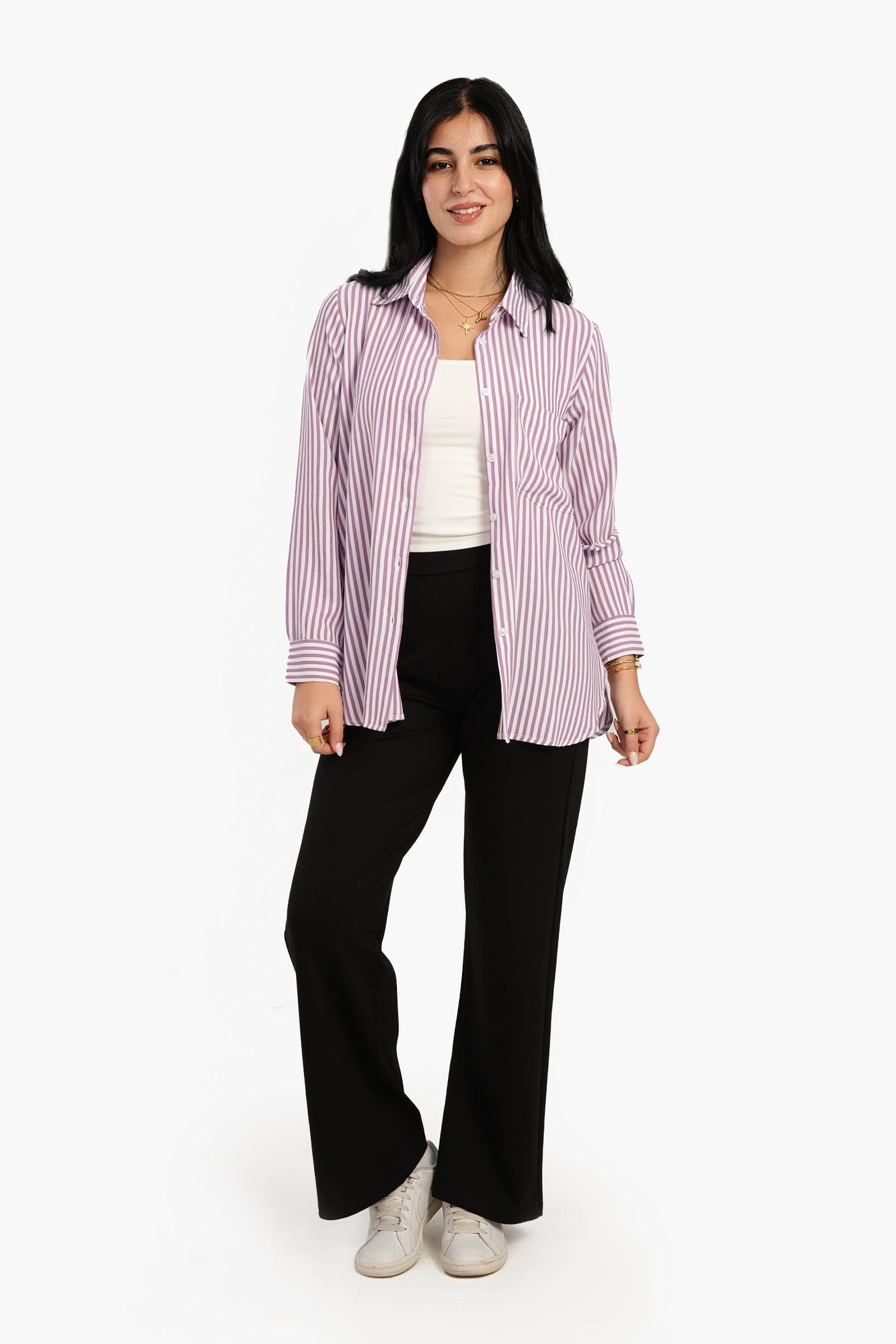 كارينا - قميص مخطط عالي ومنخفض