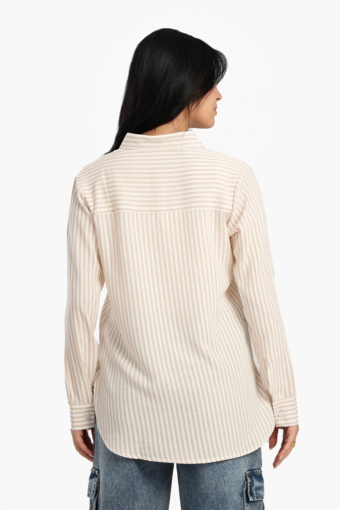 كارينا - قميص مخطط عالي ومنخفض