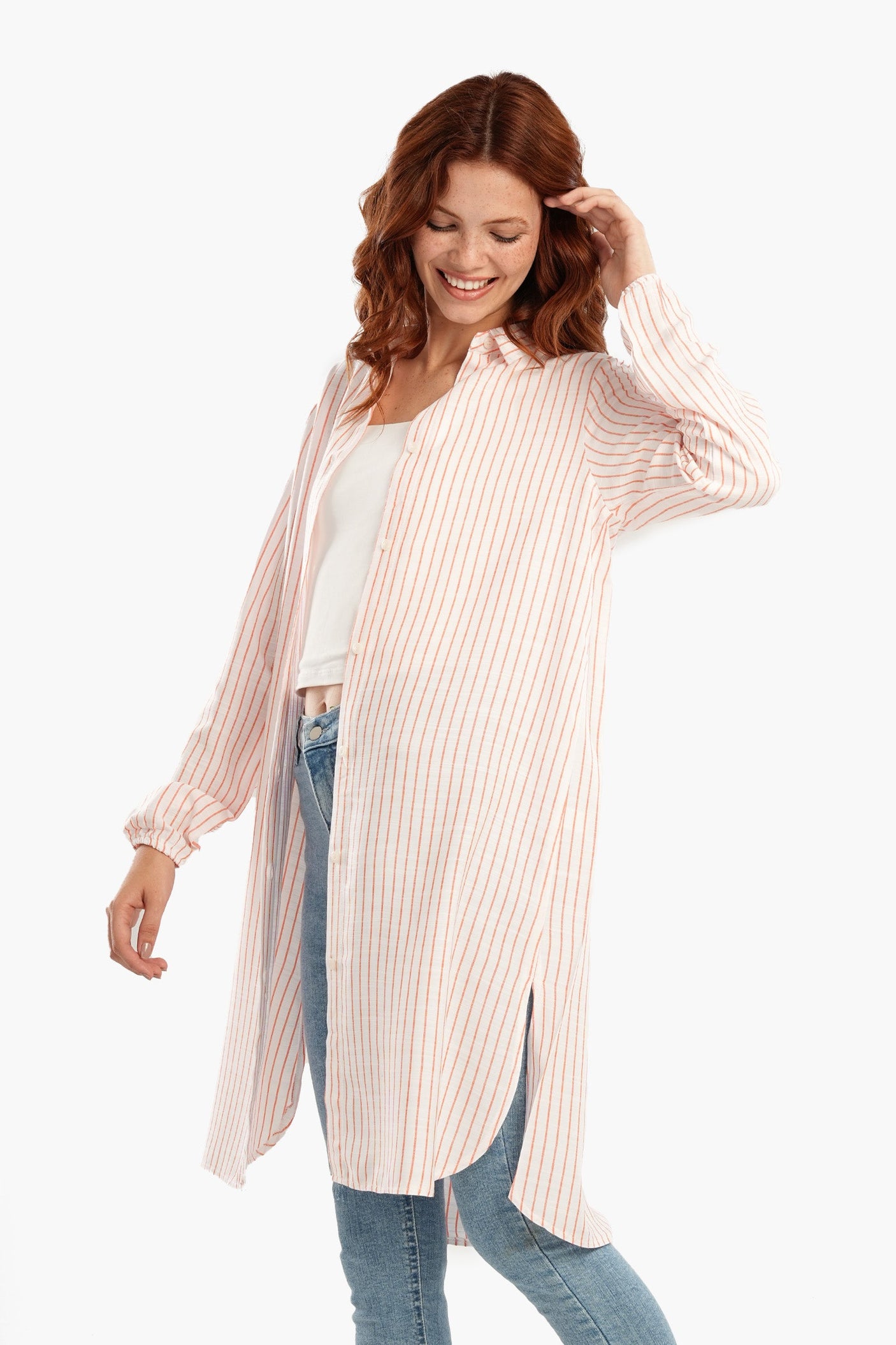 كارينا - فستان قميص قصير مخطط