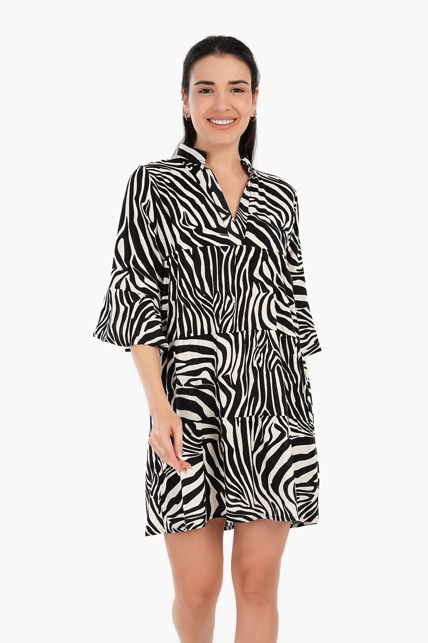 كارينا - قميص نوم قصير بطبعة حمار وحشي