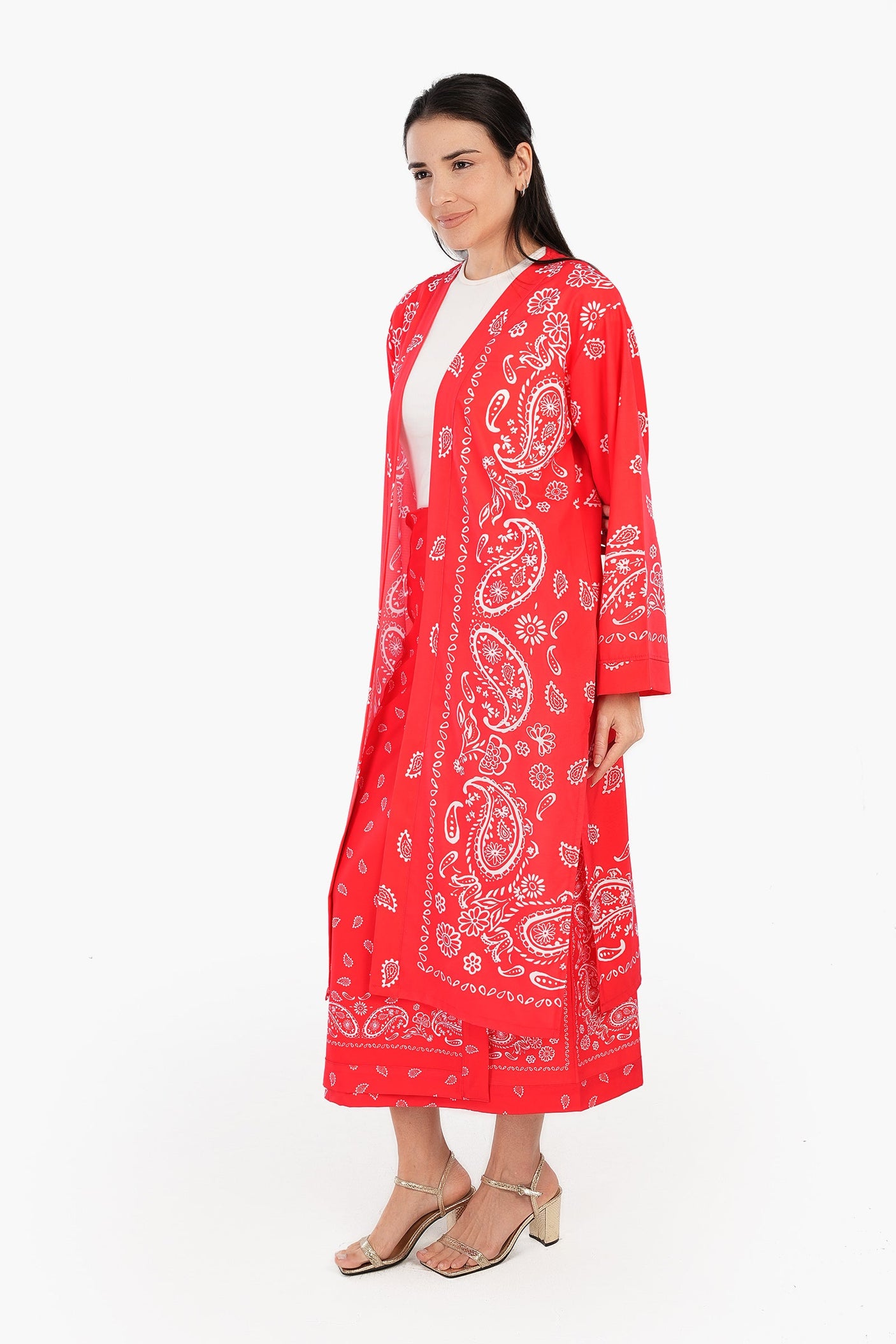 Carina - Printed Red Kimono