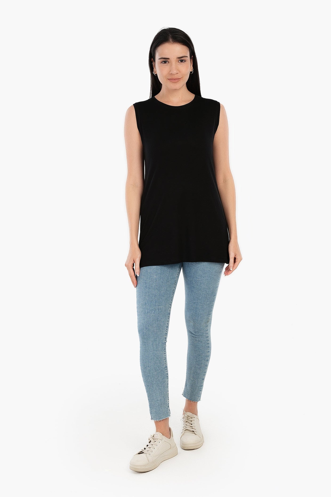 Carina - Viscose Sleeveless Long T-Shirt