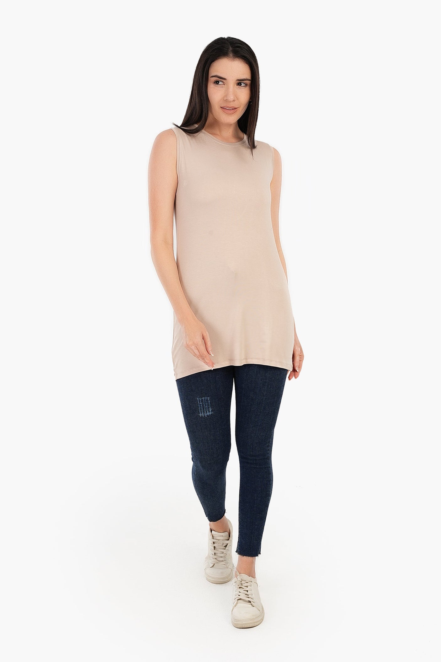 Carina - Viscose Sleeveless Long T-Shirt