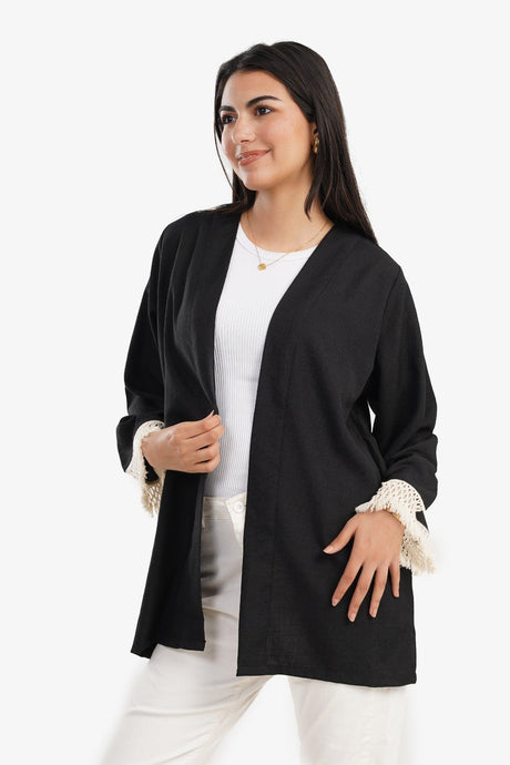 Clue - Cardigan with Fringe Cuffs