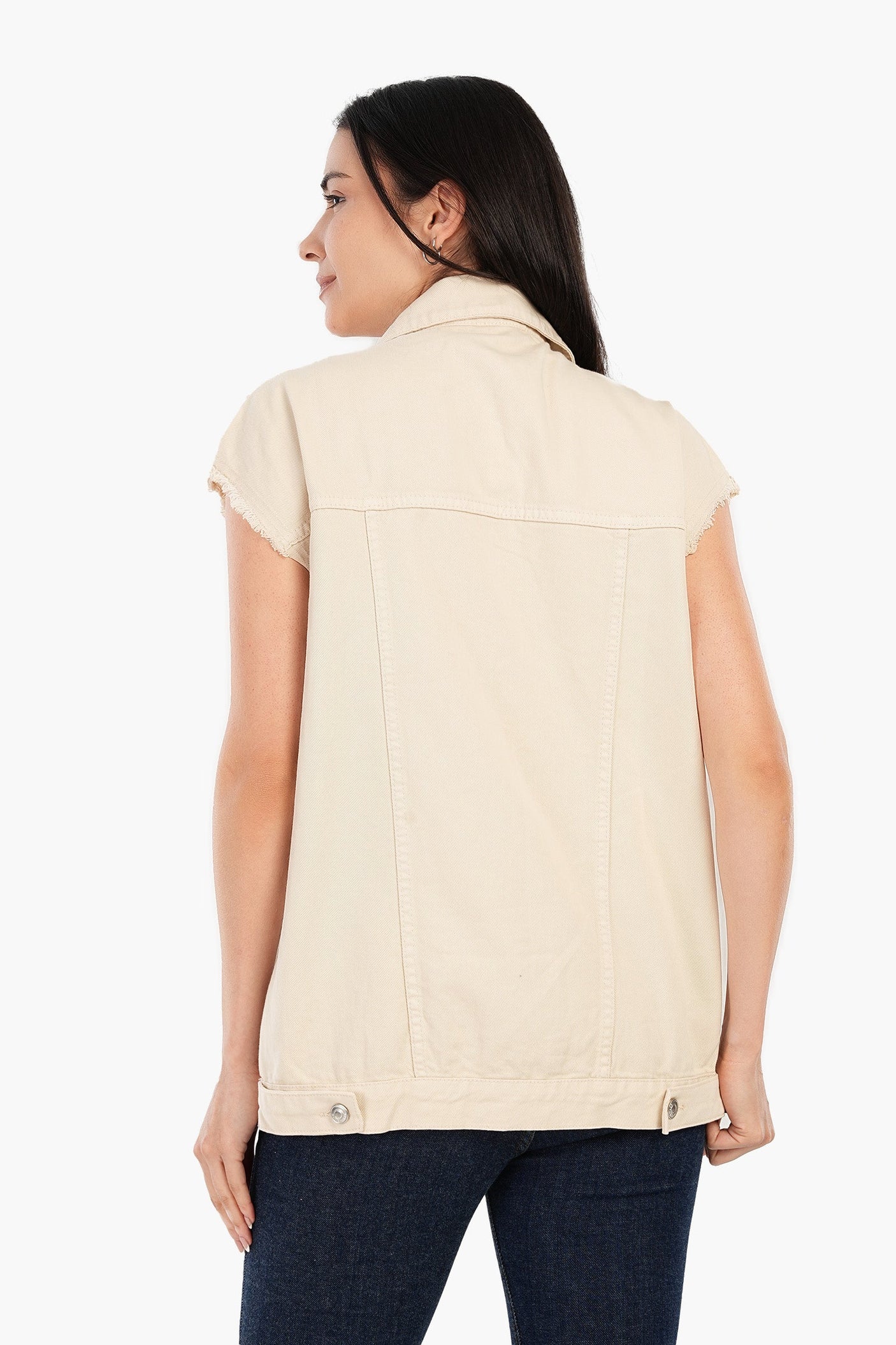 كارينا - سترة من الدنيم بحاشية خام