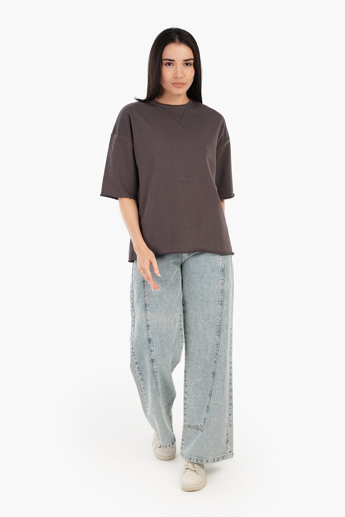 Carina - Ribbed Crew Neck T-Shirt