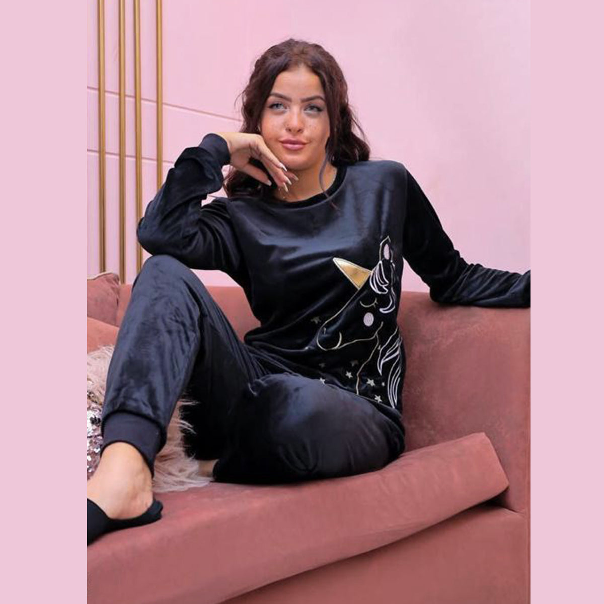 إتمني - طقم بيجاما قطيفة للنساء