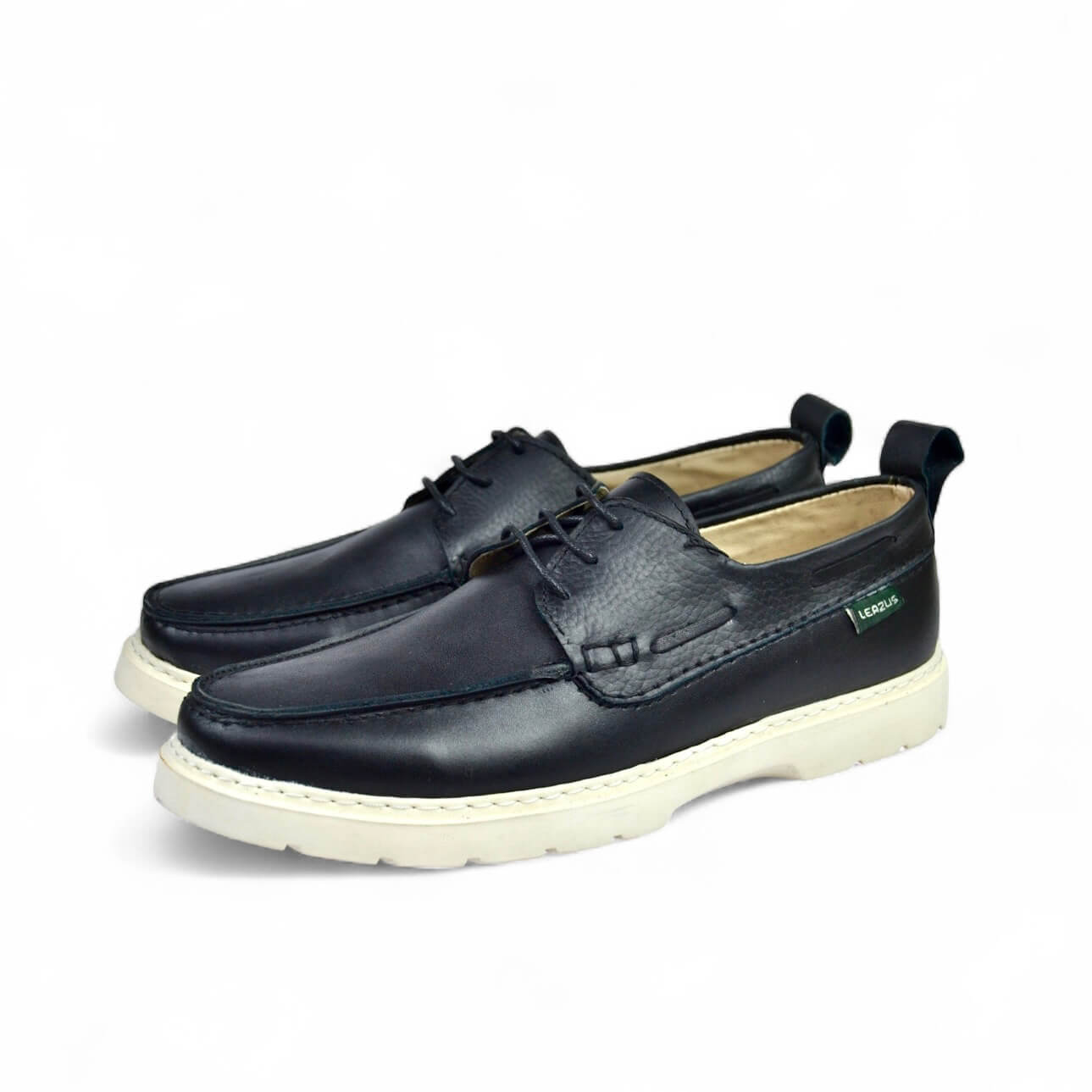 Leazus - Leather Boat Shoes - Black