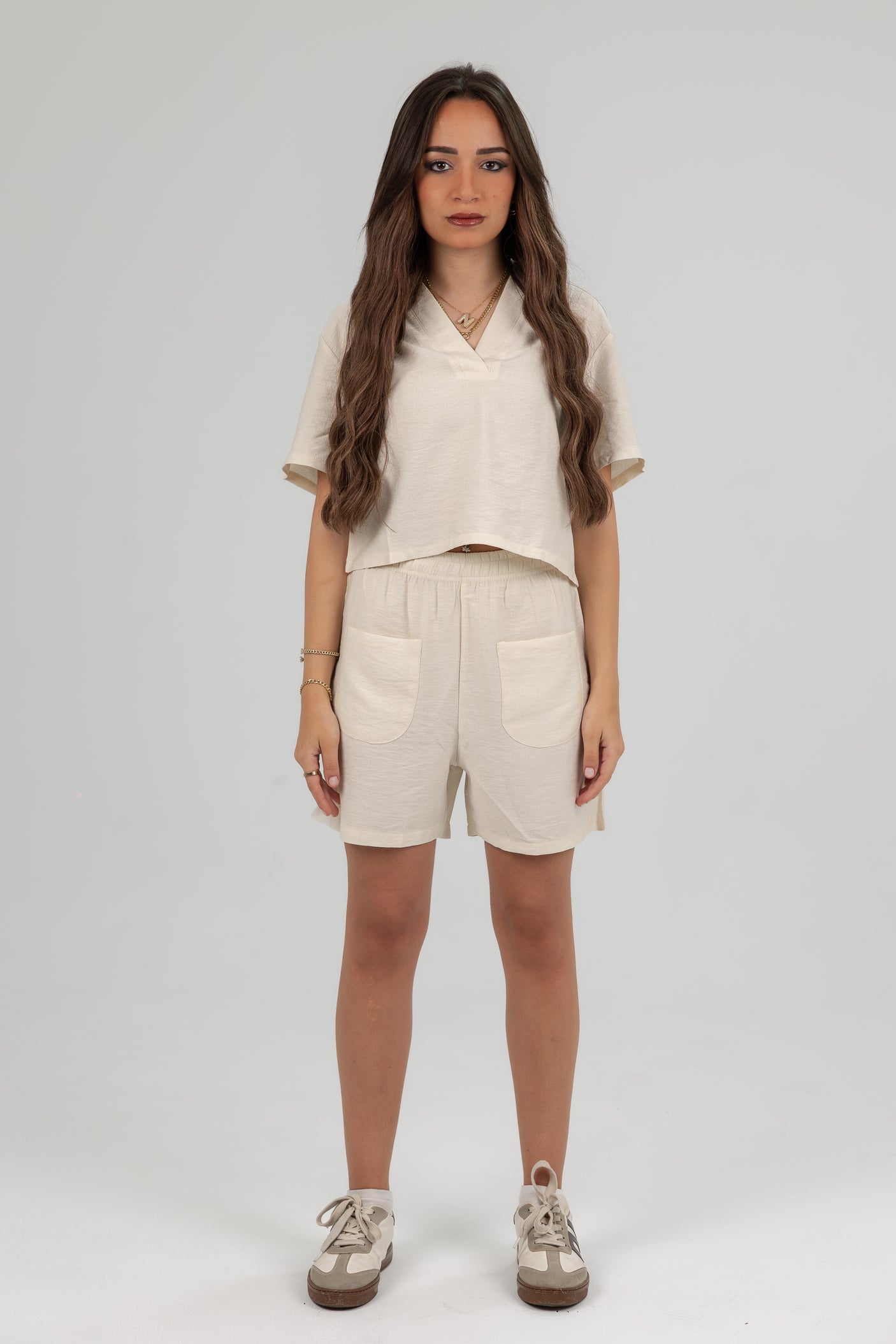 فريسكو - طقم نسائي كتان شورت وتوب