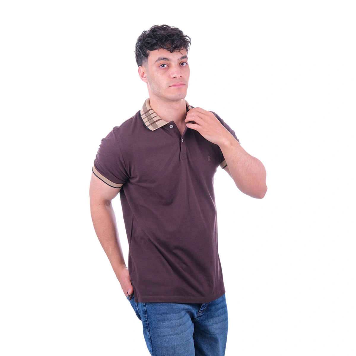 Sutra - Brown Polo Beige Collar