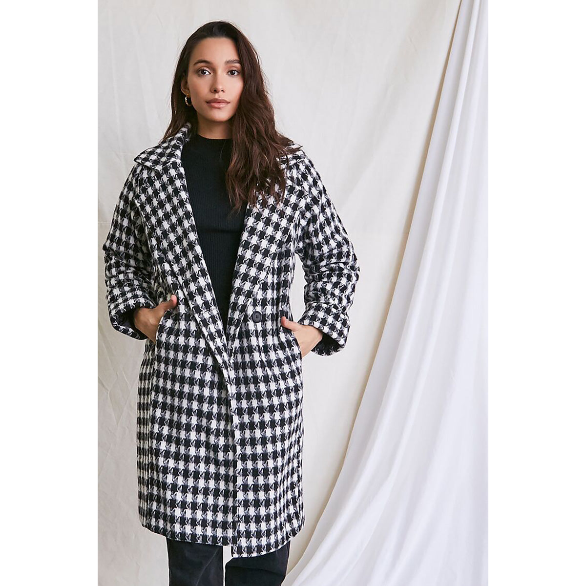 فوريفر 21 - معطف هاوندستوث للنساء - يباع بواسطة اف اى جى