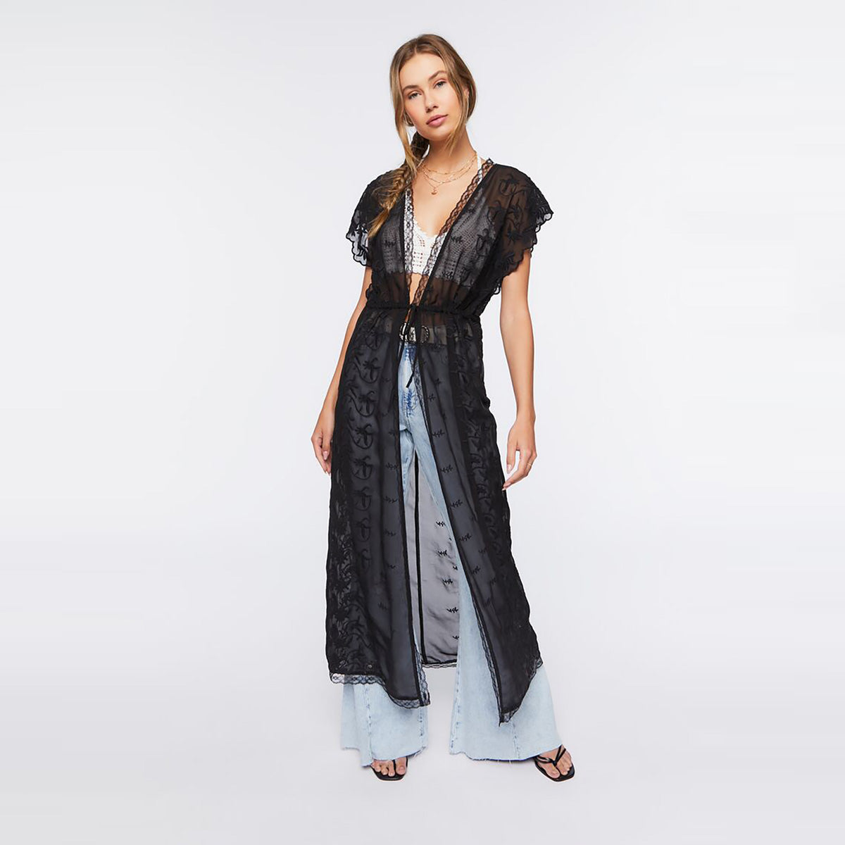 فوريفر 21 - فستان كيمونو للنساء - يباع بواسطة اف اى جى