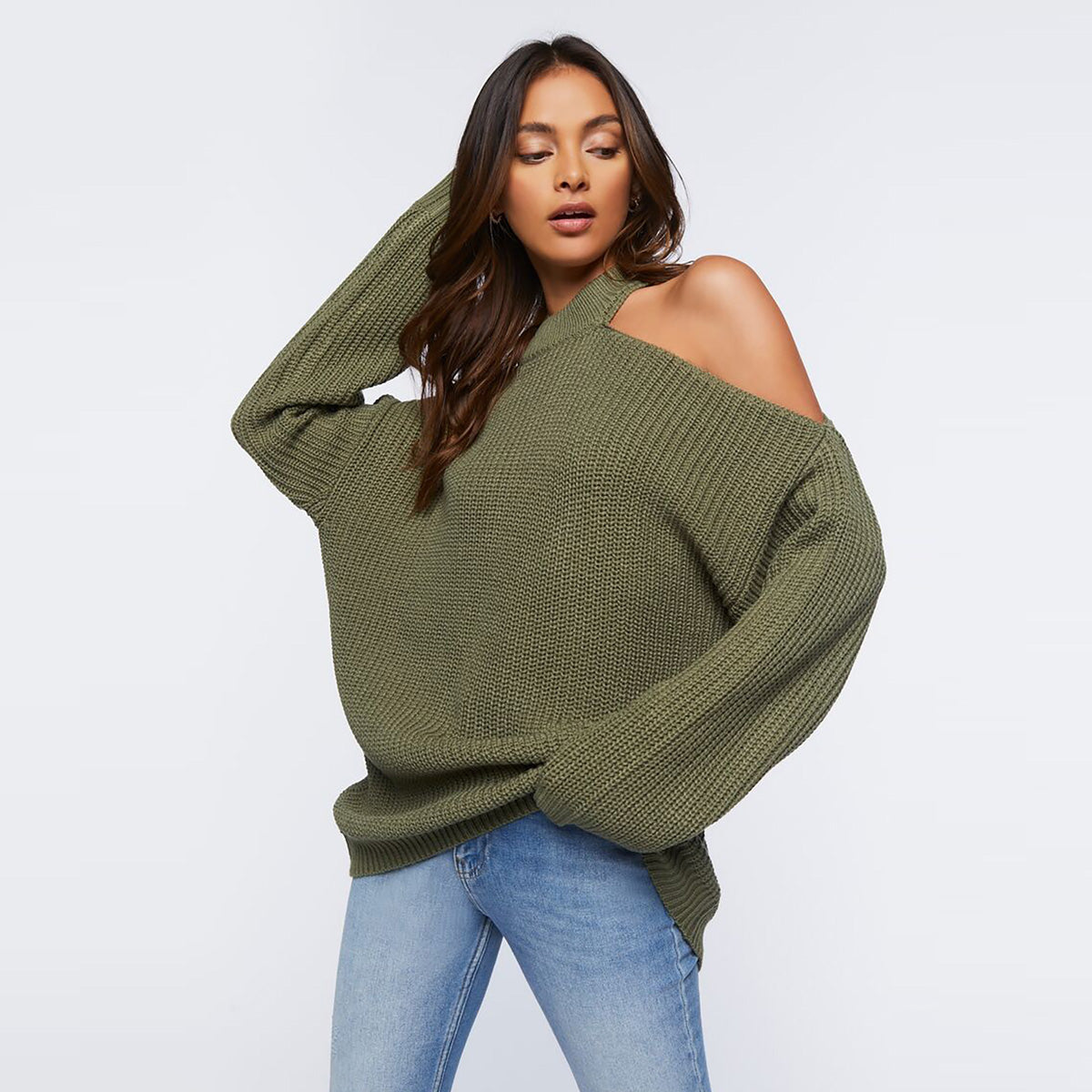 فوريفر 21 - بلوفر مكشوفة الكتفين للنساء - يباع بواسطة اف اى جى