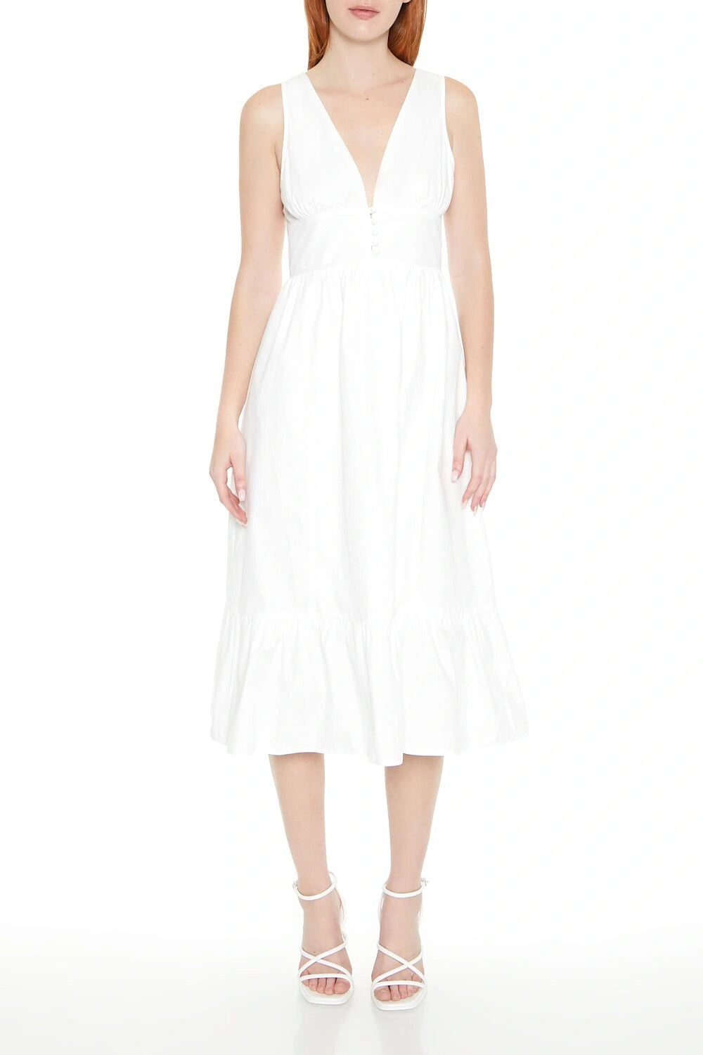 فوريفر 21-فستان ماكسي أنيق بكشكشة-للنساء