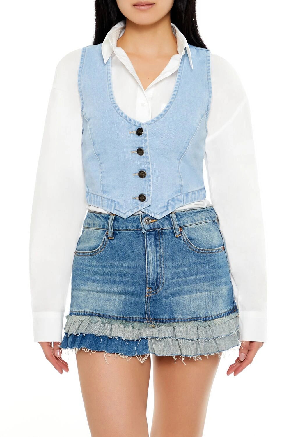 فوريفر 21-سترة جينز قصيرة-للنساء