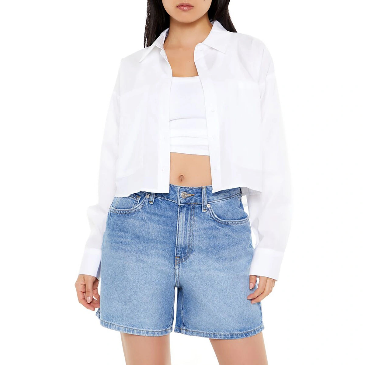 فوريفر 21 - قميص قطني بأكمام طويلة - يُباع بواسطة اف اي جي