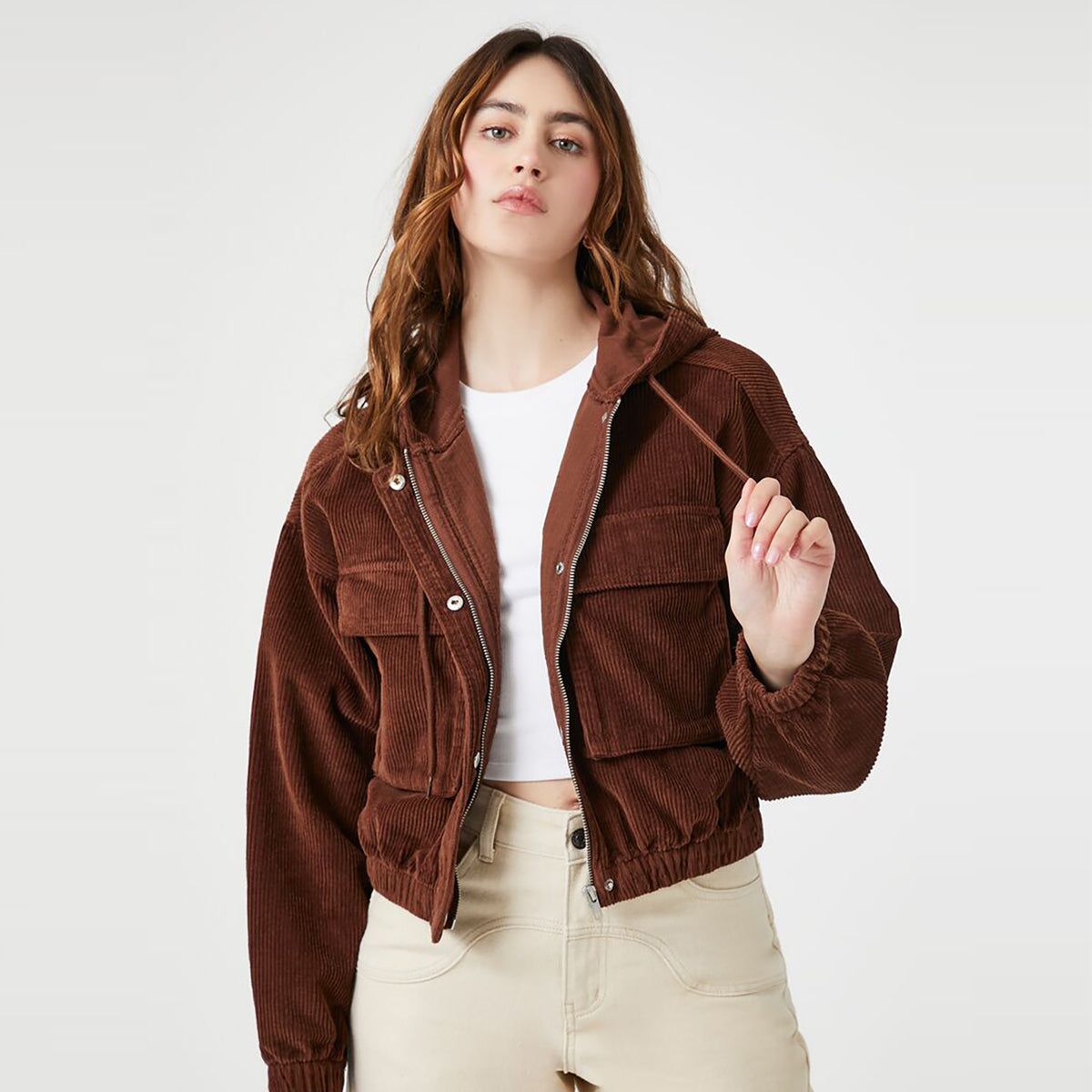 Forever21 - Corduroy Cropped Hoodie for women - sold by FIG