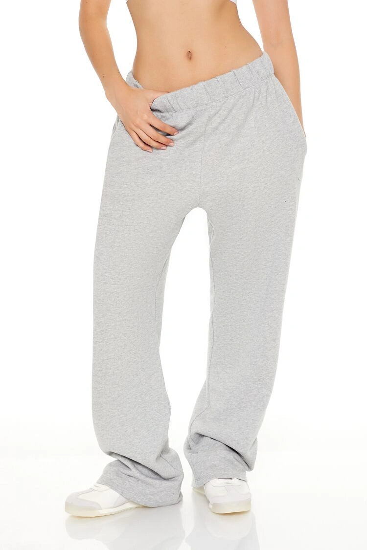 فوريفر 21-بنطال واسع الساق من قماش تيري الفرنسي-للنساء