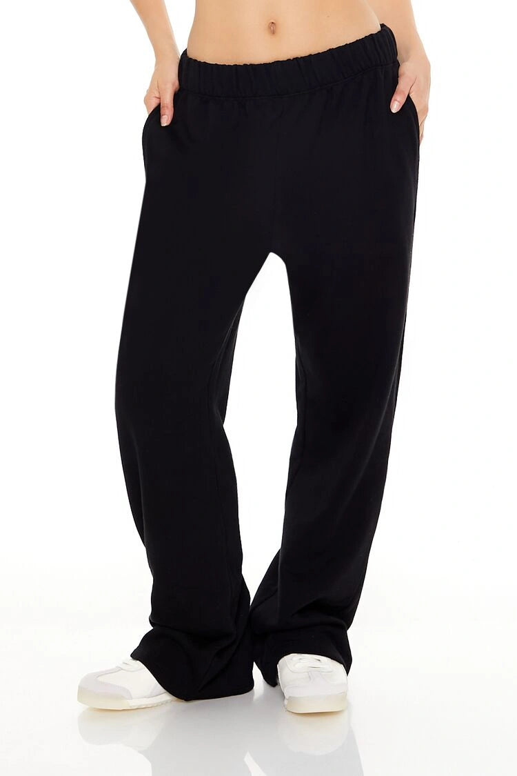 فوريفر 21-بنطال واسع الساق من قماش تيري الفرنسي-للنساء