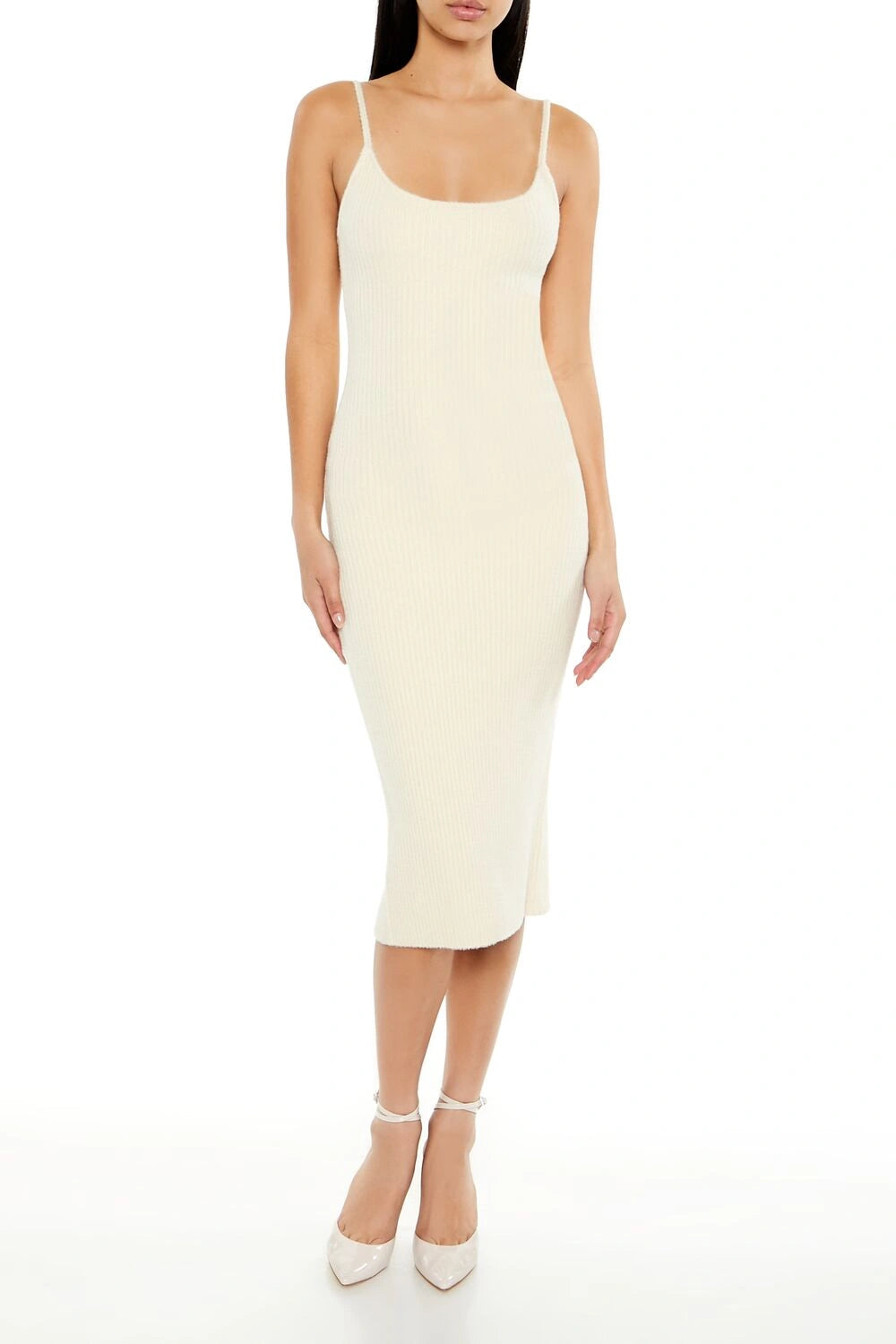 فوريفر 21-فستان ميدي محبوك بأشرطة-للنساء