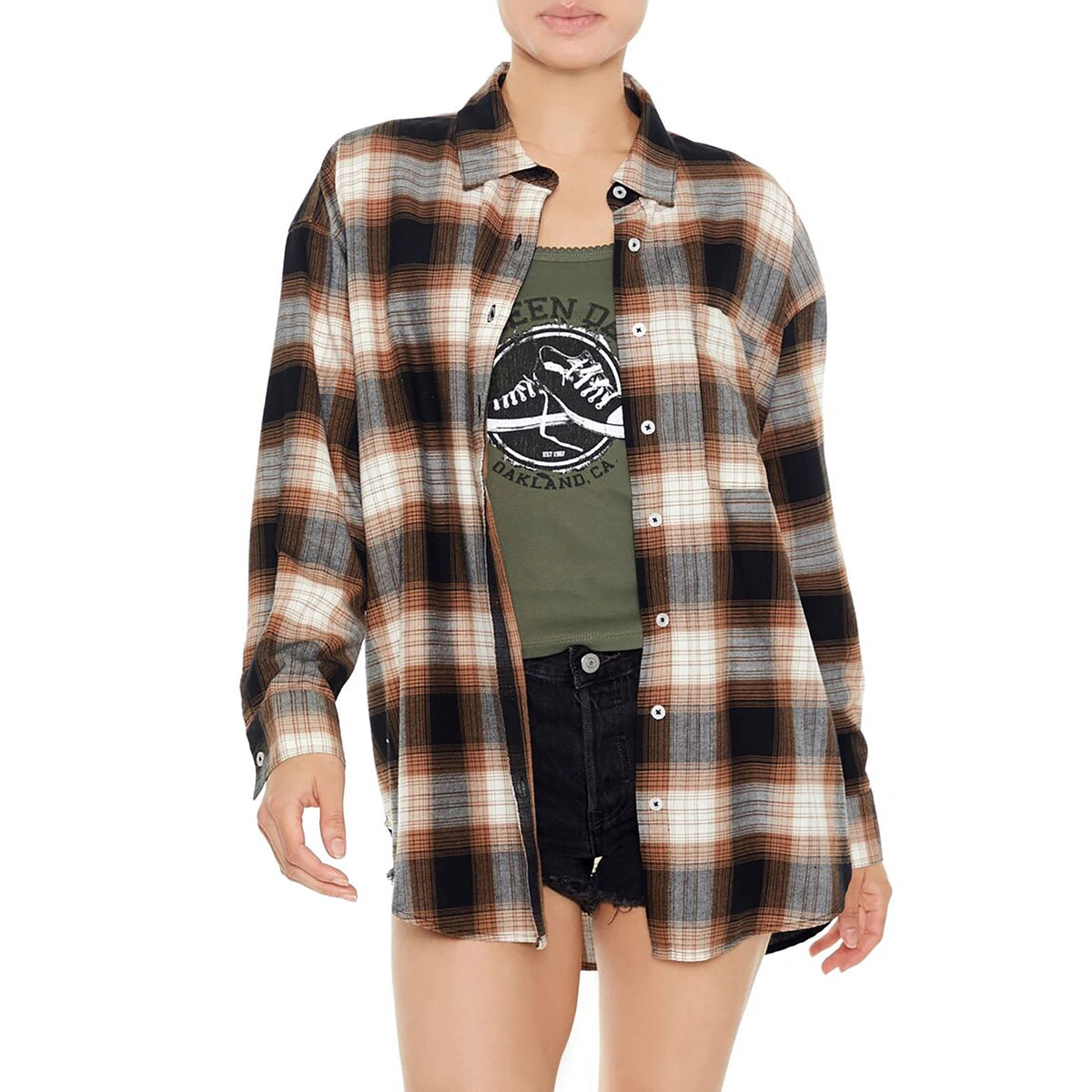 Forever 21 - Plaid Drop-Sleeve Shirt - Sold by FIG