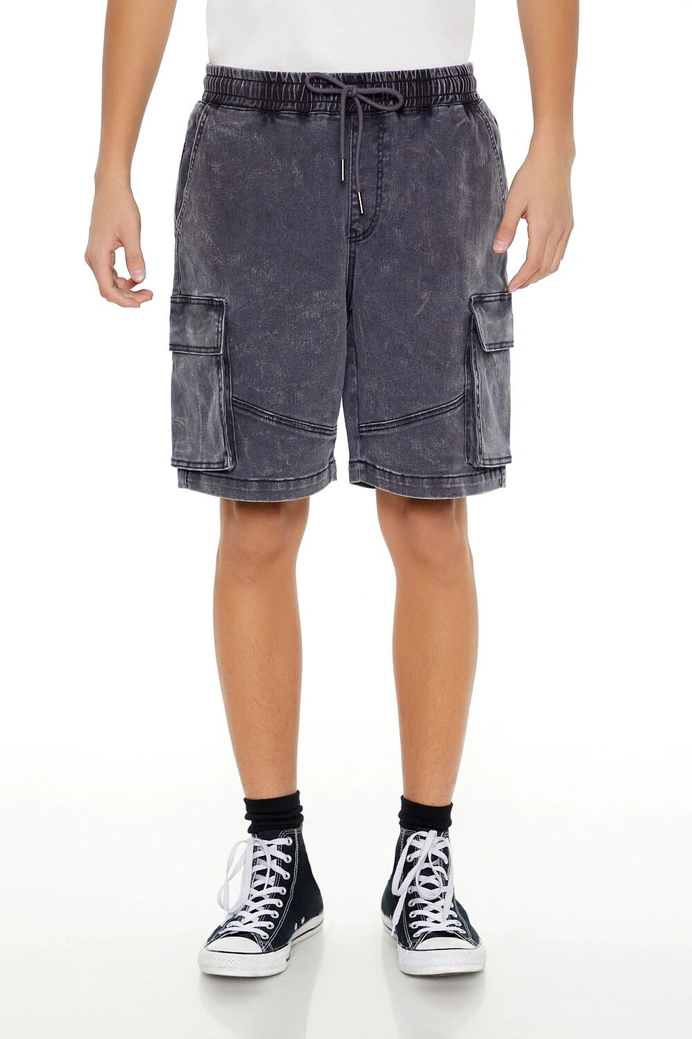 فوريفر 21-شورت كارجو من قماش الدنيم مع رباط-للرجال