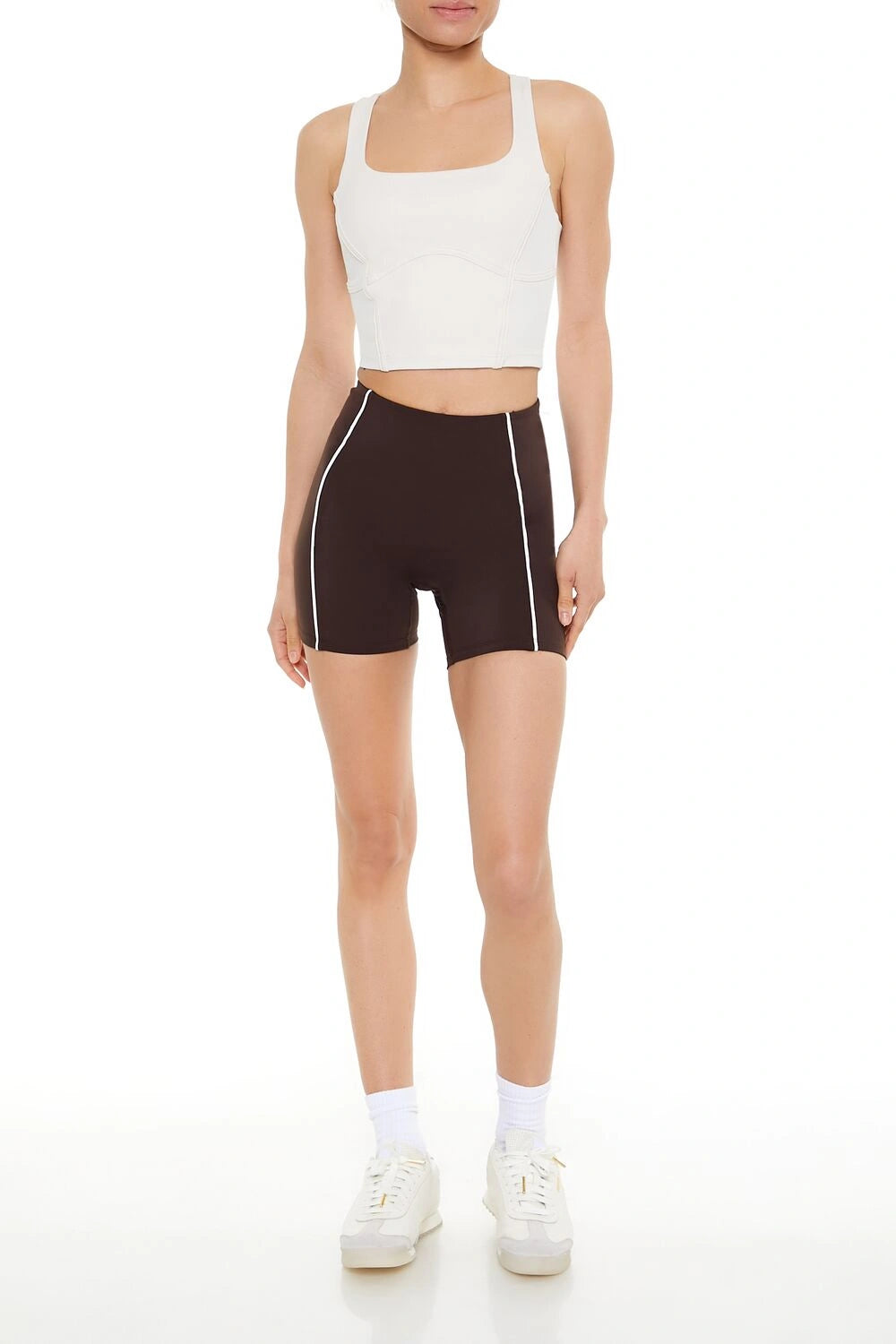 فوريفر 21-شورت راكبي الدراجات النارية النشط ذو الحواف المزخرفة-للنساء