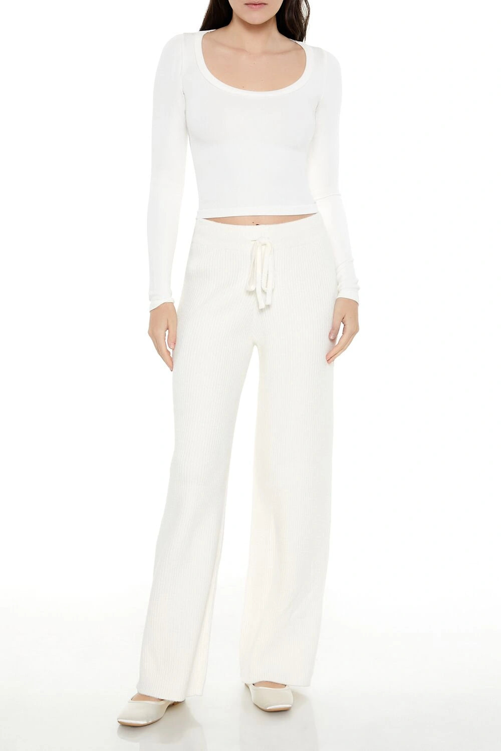 فوريفر 21-بنطال محبوك برباط-للنساء