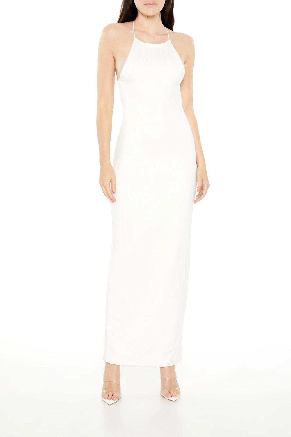 فوريفر 21-فستان ماكسي بفتحة رقبة على شكل هالتر-للنساء