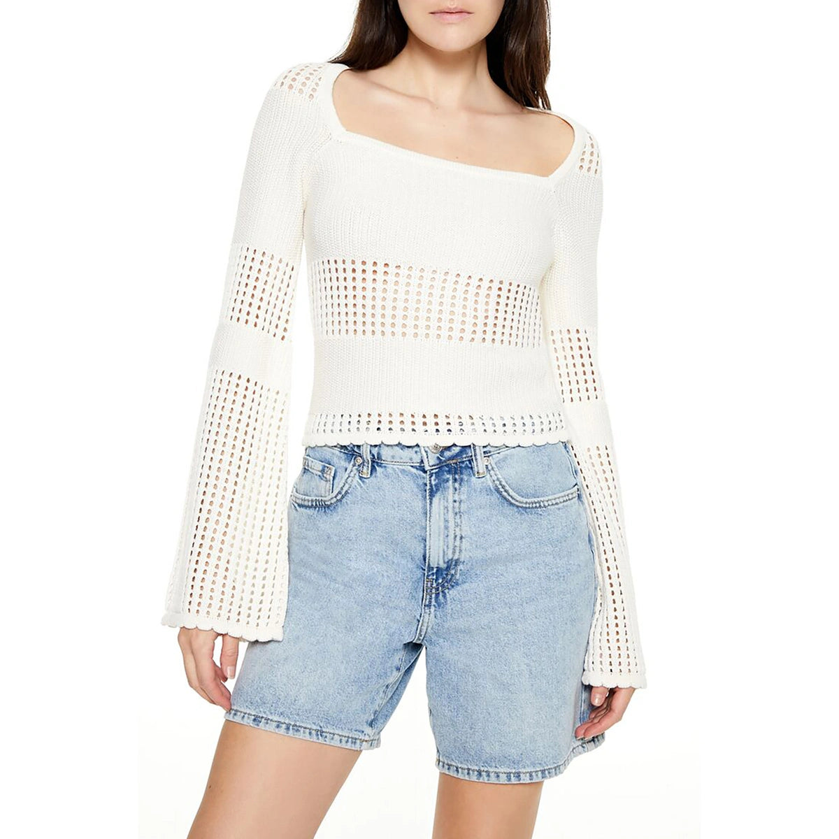 فوريفر 21 - سترة بأكمام جرس مفتوحة - تم بيعها بواسطة اف اي جي