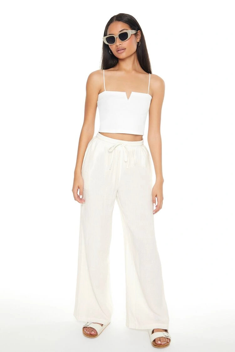 فوريفر 21-بنطال واسع الساق برباط-للنساء