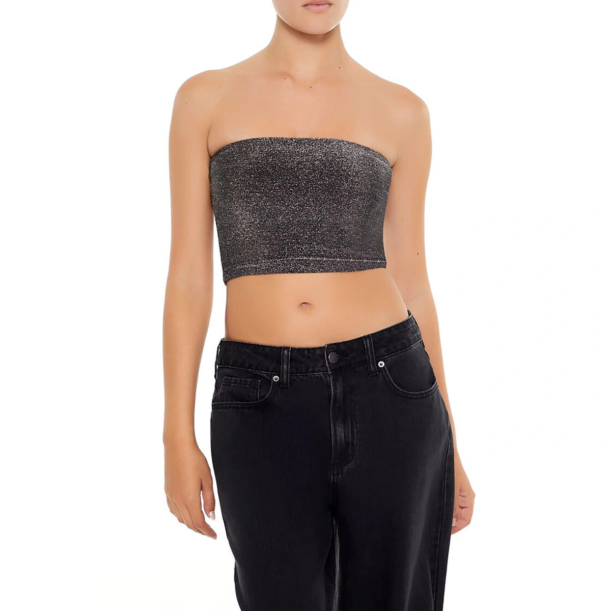 فوريفر 21 - بلوزة أنبوبية لامعة - تُباع بواسطة اف اي جي