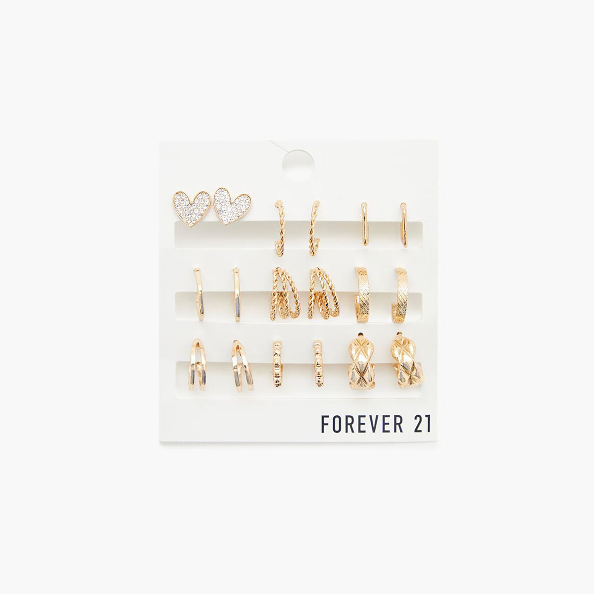 فوريفر 21 - مجموعة متنوعة من الأقراط على شكل حلقة وقلب للنساء - يباع بواسطة اف اى جى