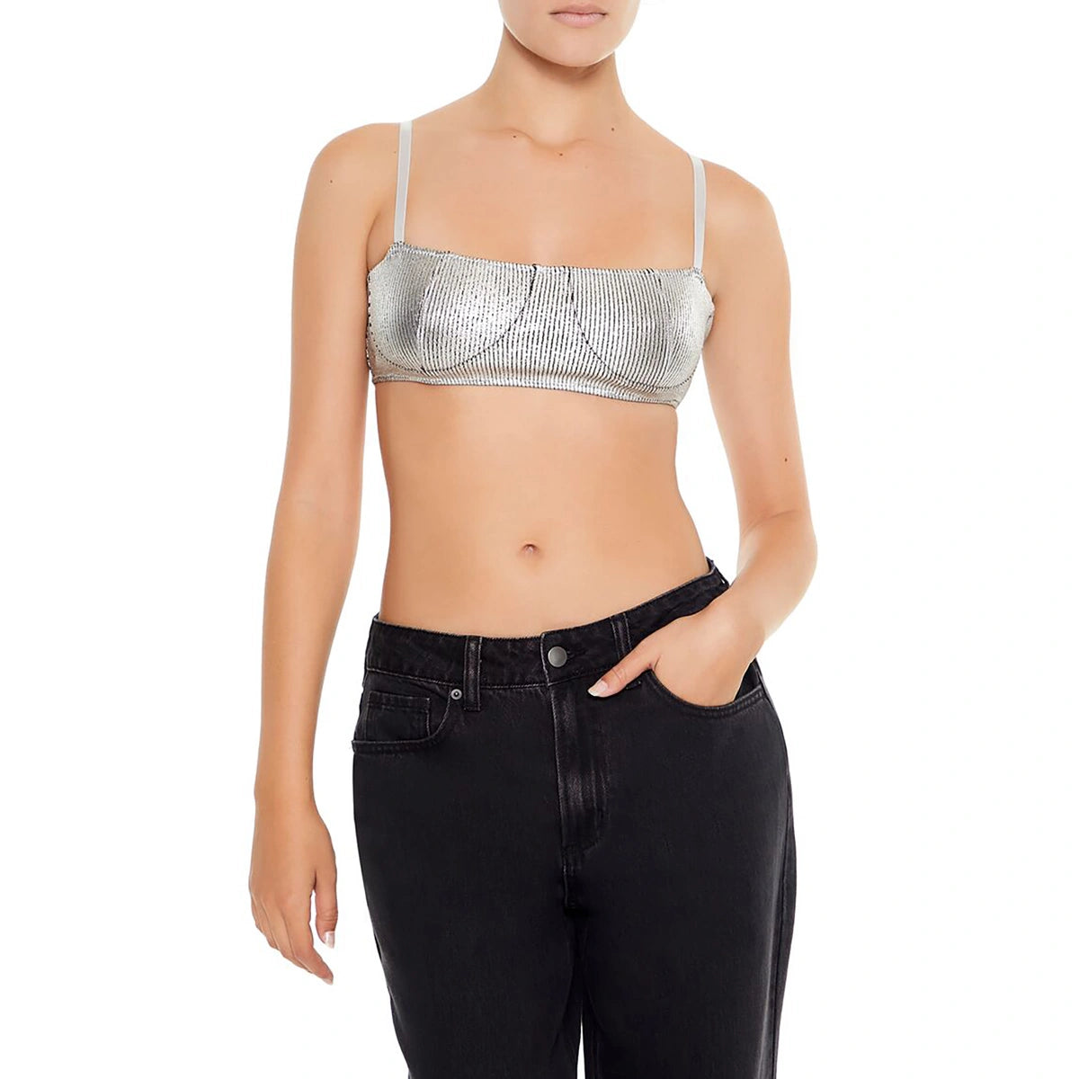 فوريفر 21 - قميص معدني قصير للغاية - يُباع بواسطة اف اي جي