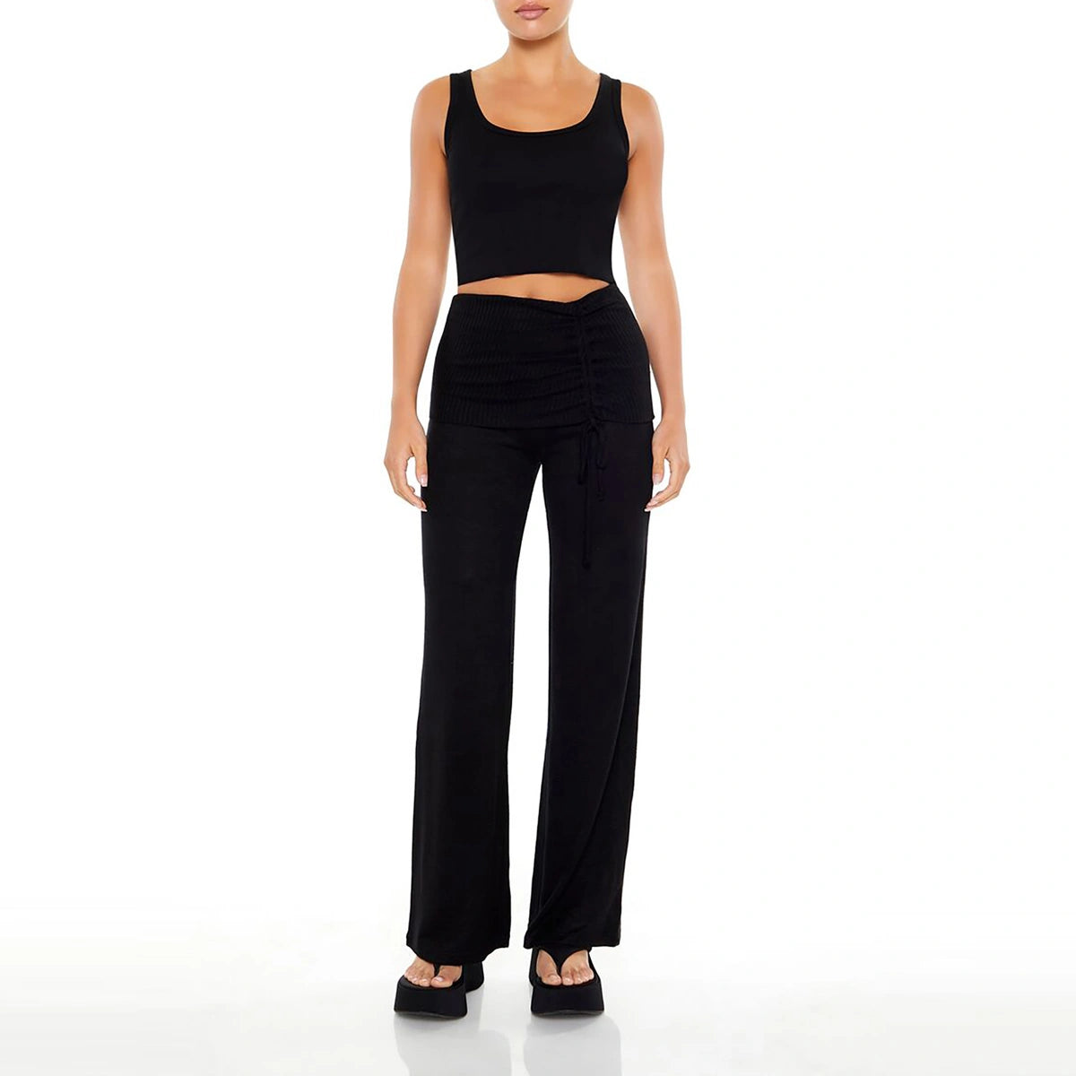 فوريفر 21 - بنطال قابل للطي برباط مكشكش - يُباع بواسطة اف اي جي