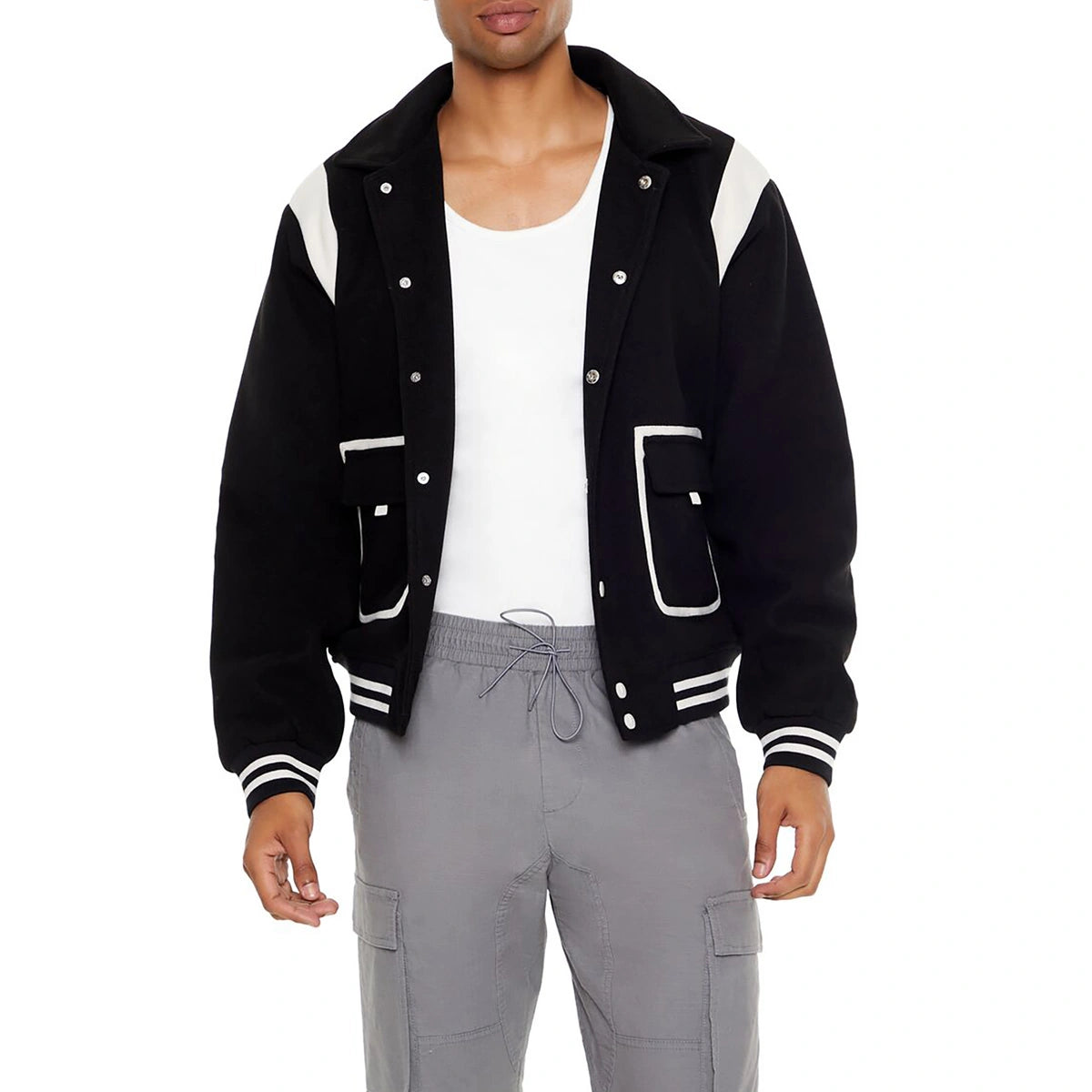 فوريفر 21 - سترة Colorblock Bomber Varsity - تم بيعها بواسطة اف اي جي