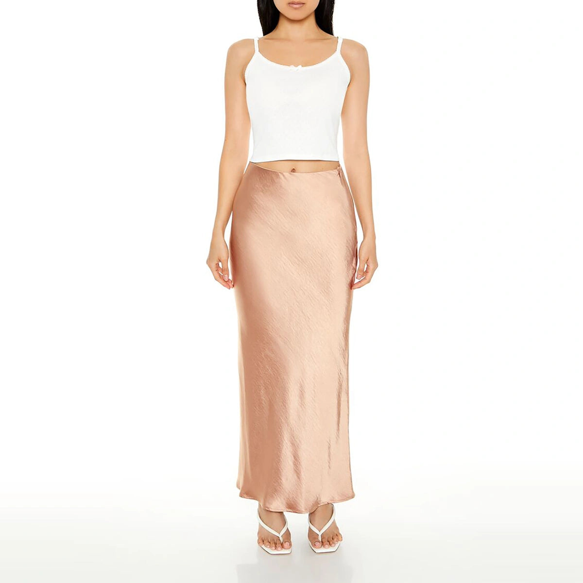 فوريفر 21 - تنورة طويلة من الساتان - تُباع بواسطة اف اي جي