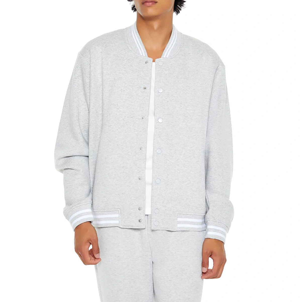 Forever 21 - Heathered Varsity Bomber Jacket - Sold by FIG